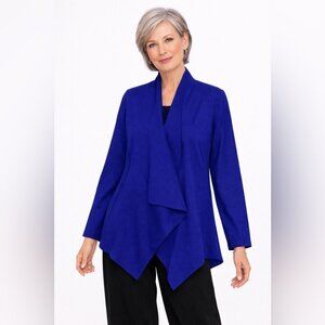 Eileen Fisher Vibrant Blue Wool Snap Closure Jacket Size S Lagenlook Minimalist
